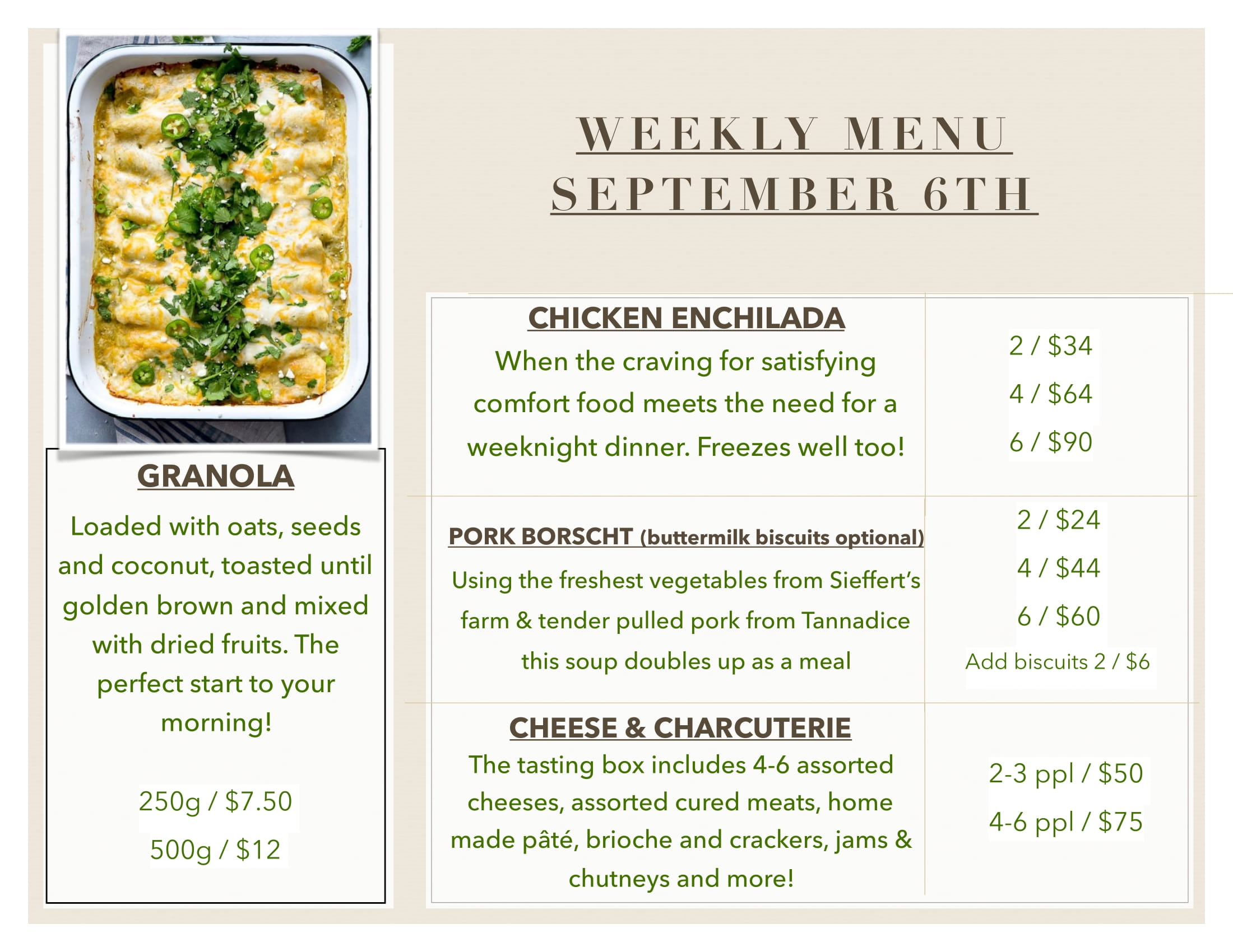 Featured Menu: August 30 – September 6, 2024