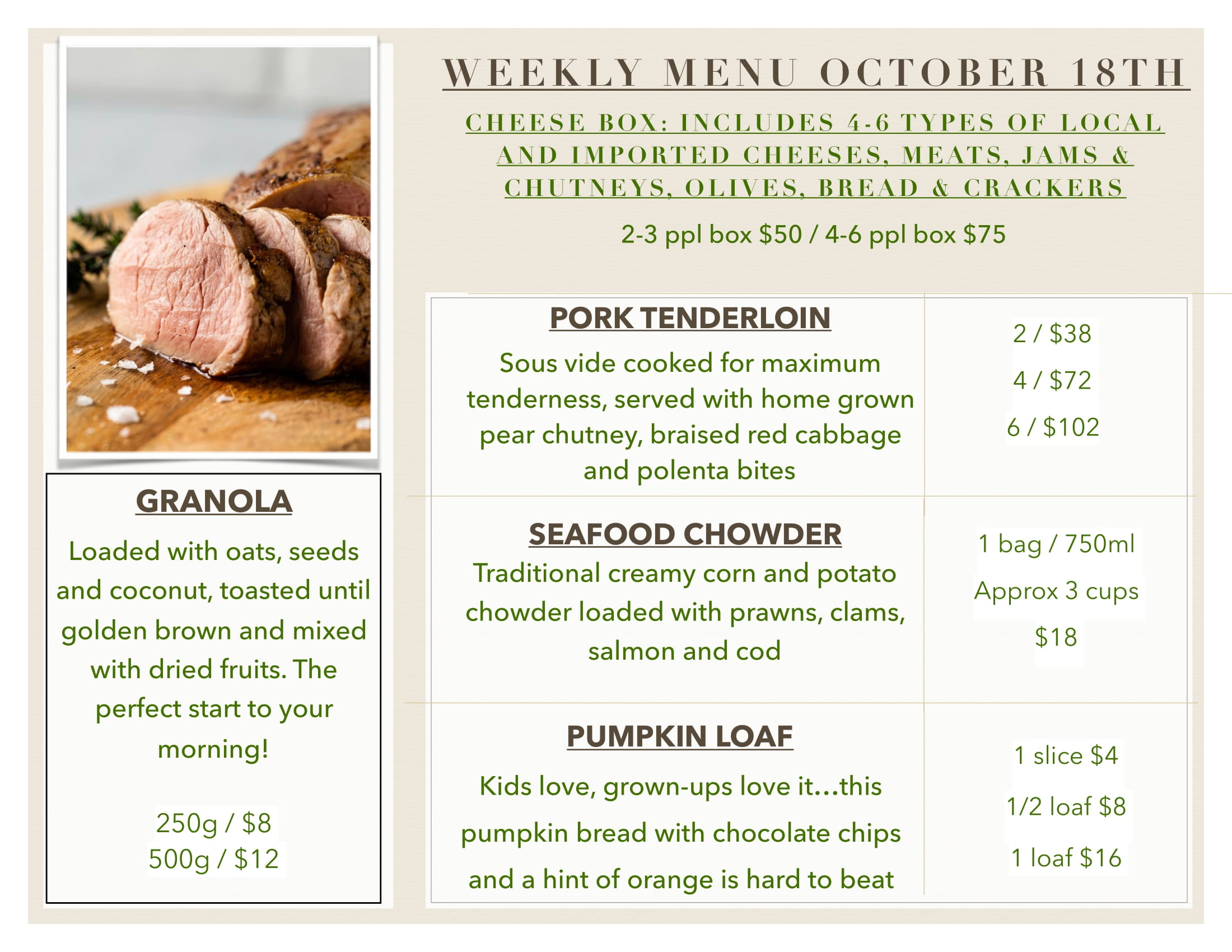 Featured Menu: October 11 – 18, 2024