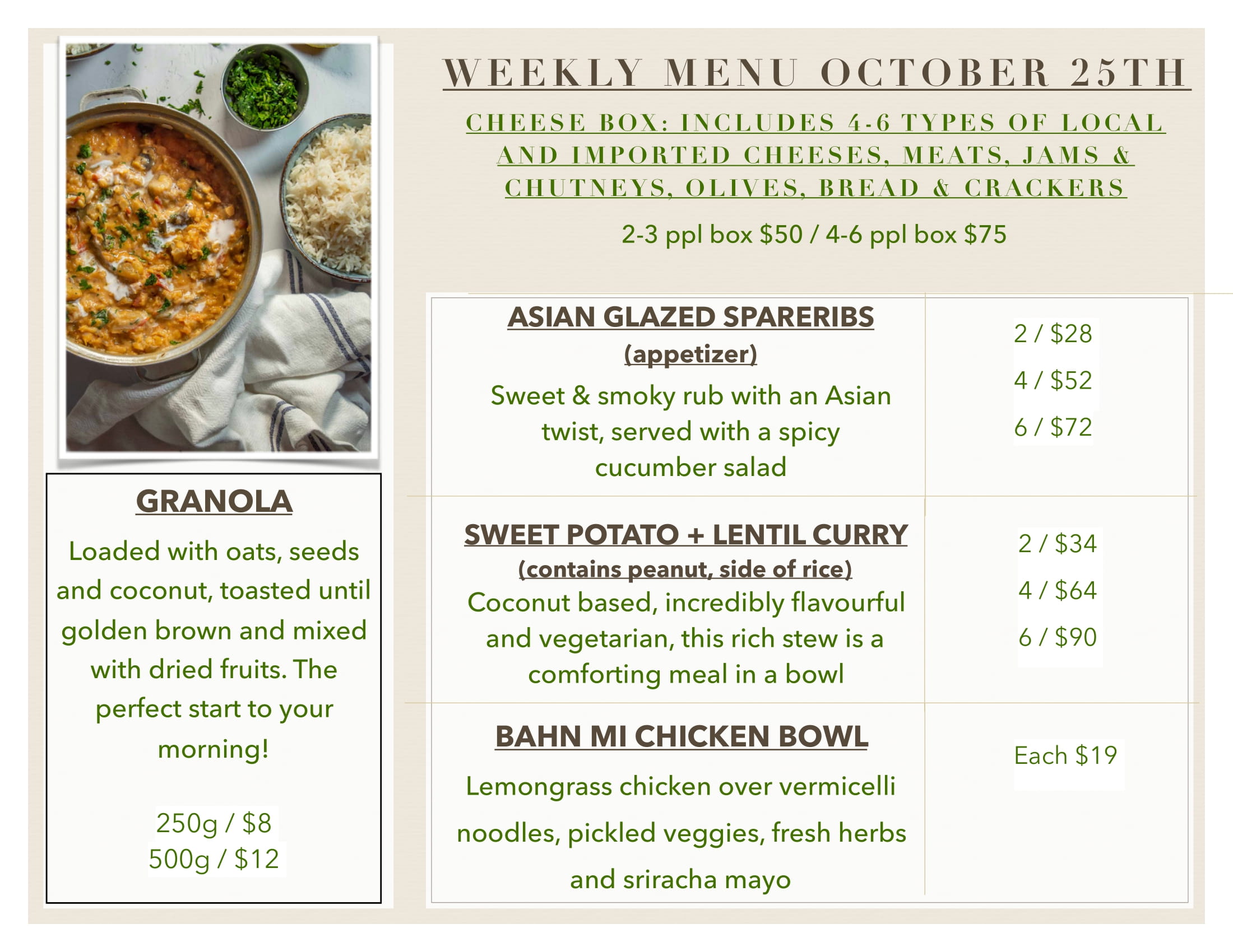 Featured Menu: October 18 – 25, 2024